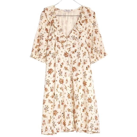 Madewell Ruffle Button Front Trapeze A-line Dress in Floral Reef Size Small - Picture 4 of 13